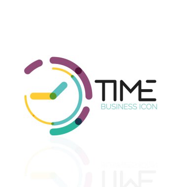 Vektör soyut logo fikri, zaman kavramı veya saat iş simgesi. Yaratıcı logo tasarım şablonu