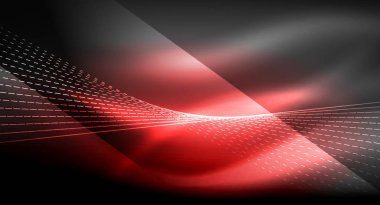 Yumuşak ışık efekti, parlak parlak neon koyu arka plan üzerinde düz çizgiler. Enerji Teknoloji fikir