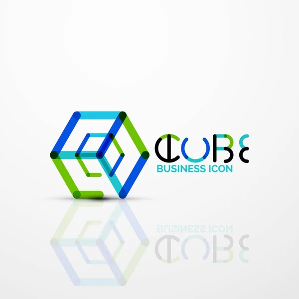 Cubo idea concepto logo, línea — Archivo Imágenes Vectoriales