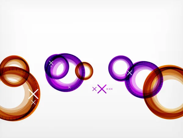 Flygande abstrakt cirklar, vektor geometrisk bakgrund, färg luftbubblor, banner webbmall, business eller teknik presentation bakgrund eller element — Stock vektor
