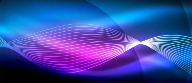 Koyu, parlak hareket, sihirli alan ışık parlayan soyut dalga. Techno arka plan