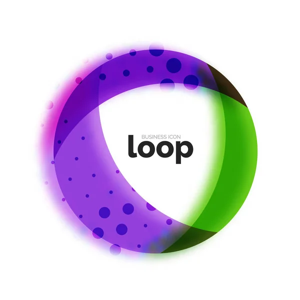 Ícone de negócio de círculo de loop, criado com formas de cores transparentes de vidro — Vetor de Stock