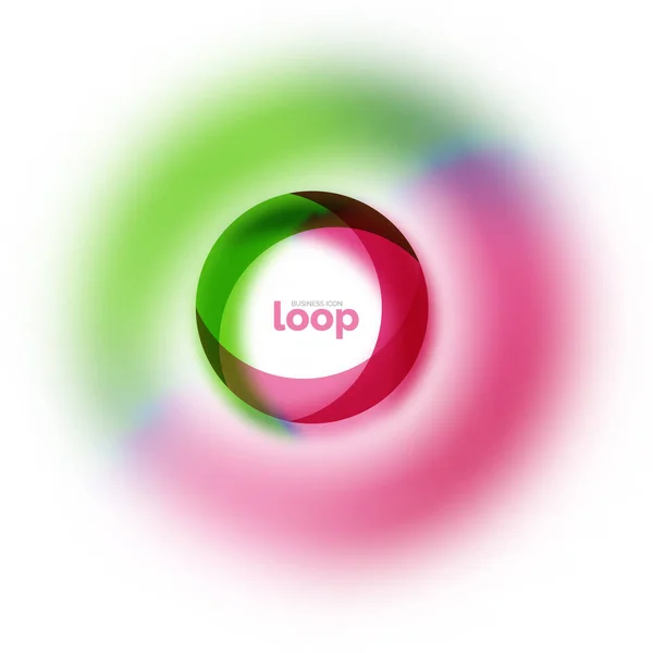 Loop cerchio icona aziendale, creato con vetro forme di colore trasparente — Vettoriale Stock