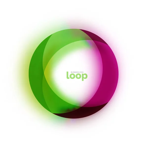 Ícone de negócio de círculo de loop, criado com formas de cores transparentes de vidro — Vetor de Stock