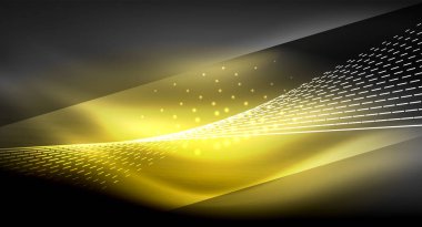 Yumuşak ışık efekti, parlak parlak neon koyu arka plan üzerinde düz çizgiler. Enerji Teknoloji fikir