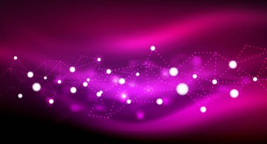 Parlak yıldız, neon parlayan dijital ışık noktaların birleştirilmesi.