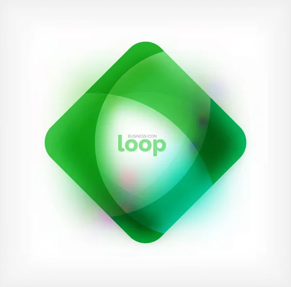 Vector de bucle cuadrado símbolo de negocio, icono geométrico creado de ondas, con sombra borrosa — Archivo Imágenes Vectoriales