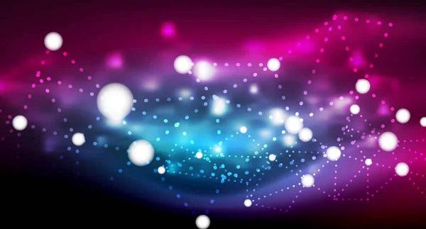 Étoiles brillantes, points lumineux numériques connectés néon — Image vectorielle