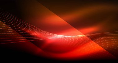 Yumuşak ışık efekti, parlak parlak neon koyu arka plan üzerinde düz çizgiler. Enerji Teknoloji fikir