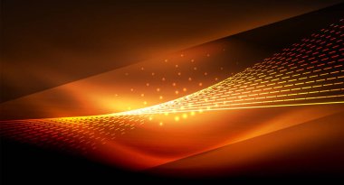 Yumuşak ışık efekti, parlak parlak neon koyu arka plan üzerinde düz çizgiler. Enerji Teknoloji fikir