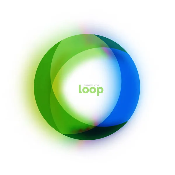 Loop cerchio icona aziendale, creato con vetro forme di colore trasparente — Vettoriale Stock