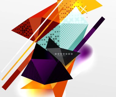 Geometrik arka plan, poligonal üçgen elemanlar, satırları ve malzeme dokular, holografik öğeleri