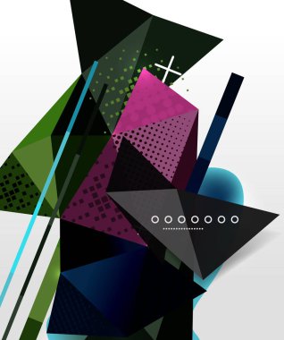 Geometrik arka plan, poligonal üçgen elemanlar, satırları ve malzeme dokular, holografik öğeleri