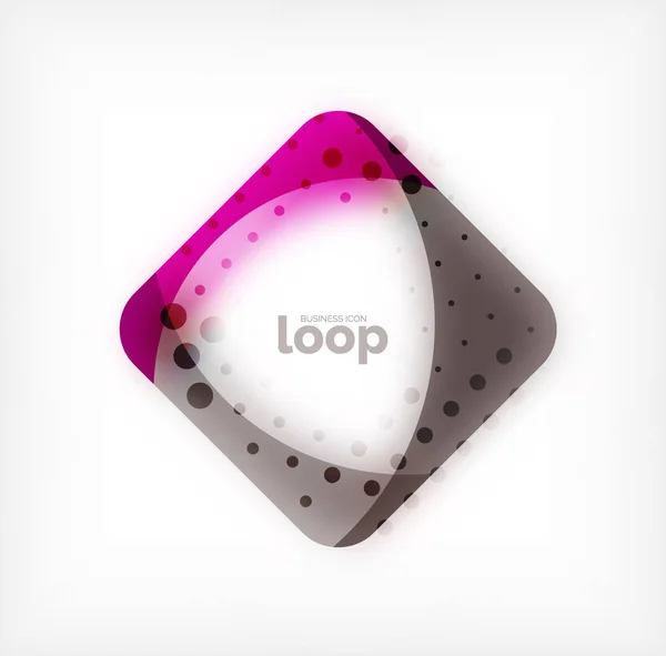 Símbolo de negócio de loop quadrado vetorial, ícone geométrico criado de ondas, com sombra turva — Vetor de Stock