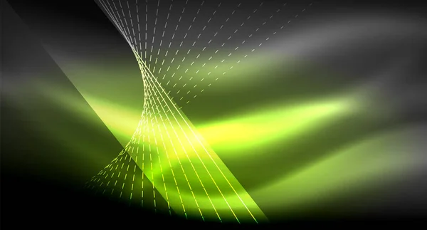 Sima fényhatás, egyenes vonalak, ragyogó fényes neon sötét háttér. Energia technológia ötlet — Stock Vector