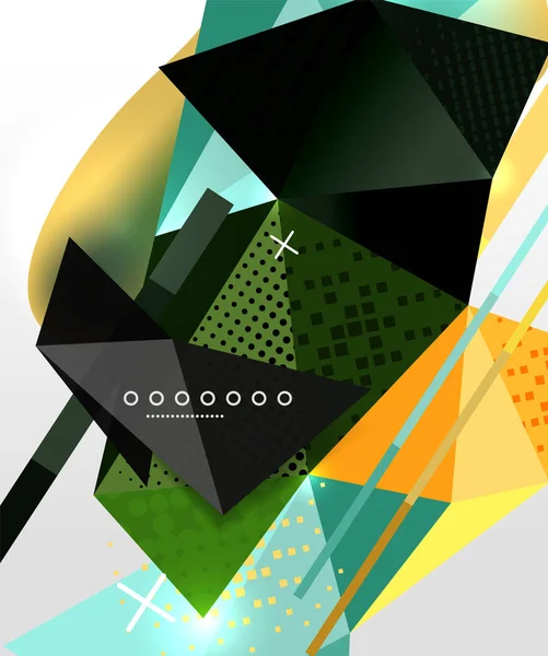 Abstrakt geometrisk bakgrund, polygona triangel element, linjer och material texturer, holografisk element — Stock vektor