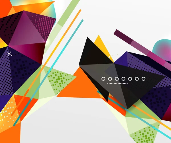 Abstrakter geometrischer Hintergrund, polygonale Dreieckselemente, Linien und Materialstrukturen, holographische Elemente — Stockvektor