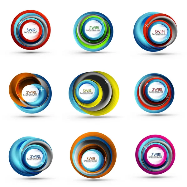 Spirale turbinio linee scorrevoli 3d vettoriale collezione di icone astratte — Vettoriale Stock