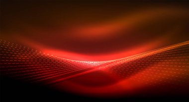 Yumuşak ışık efekti, parlak parlak neon koyu arka plan üzerinde düz çizgiler. Enerji Teknoloji fikir