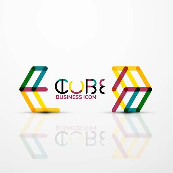 Логотип идеи куба, линия — стоковый вектор