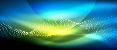 Koyu, parlak hareket, sihirli alan ışık parlayan soyut dalga. Techno arka plan