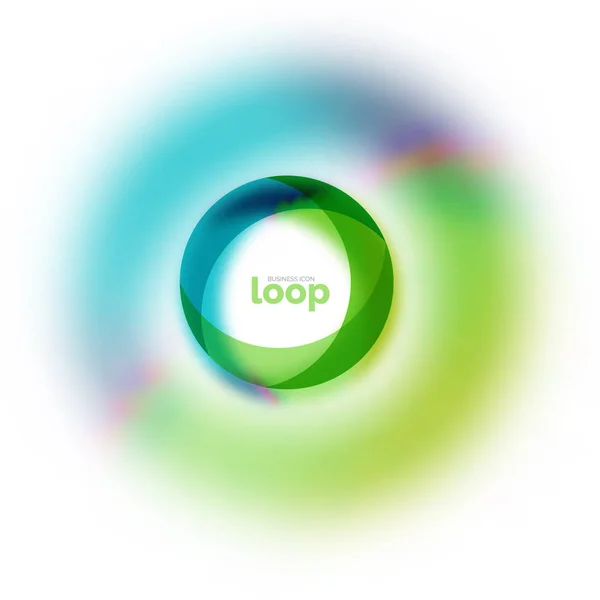 Ícone de negócio de círculo de loop, criado com formas de cores transparentes de vidro — Vetor de Stock