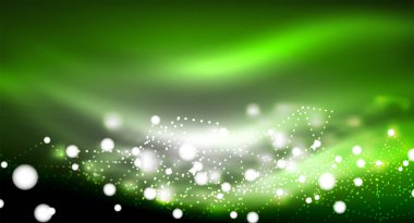 Parlak yıldız, neon parlayan dijital ışık noktaların birleştirilmesi.