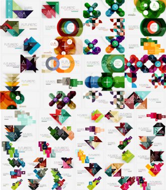 modern iş Infographic şablonları koleksiyonunu soyut geometrik şekiller yaptım. seçenek afiş mega set