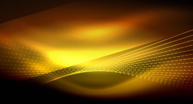 Yumuşak ışık efekti, parlak parlak neon koyu arka plan üzerinde düz çizgiler. Enerji Teknoloji fikir