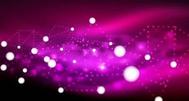 Parlak yıldız, neon parlayan dijital ışık noktaların birleştirilmesi.