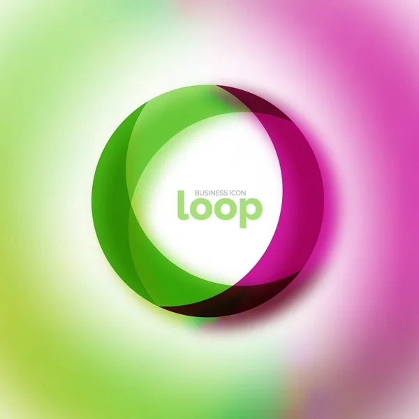 Ícone de negócio de círculo de loop, criado com formas de cores transparentes de vidro — Vetor de Stock