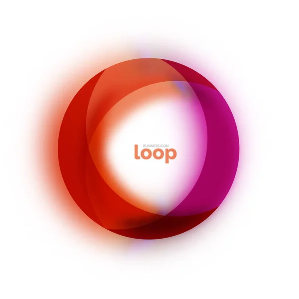 Ícone de negócio de círculo de loop, criado com formas de cores transparentes de vidro — Vetor de Stock