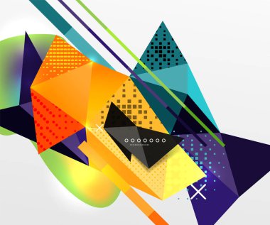 Geometrik arka plan, poligonal üçgen elemanlar, satırları ve malzeme dokular, holografik öğeleri