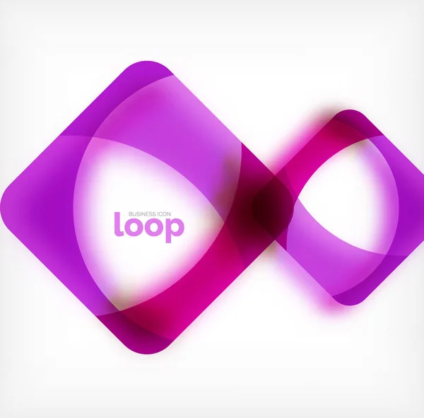 Símbolo de negócio de loop quadrado vetorial, ícone geométrico criado de ondas, com sombra turva — Vetor de Stock