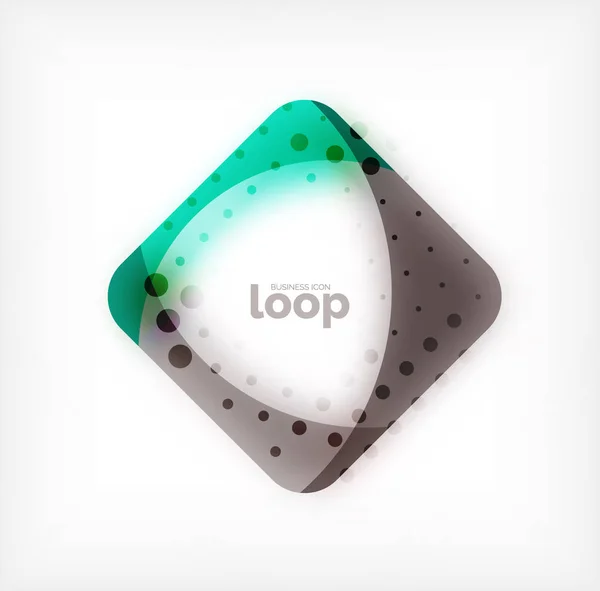 Símbolo de negócio de loop quadrado vetorial, ícone geométrico criado de ondas, com sombra turva — Vetor de Stock