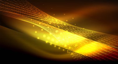 Yumuşak ışık efekti, parlak parlak neon koyu arka plan üzerinde düz çizgiler. Enerji Teknoloji fikir