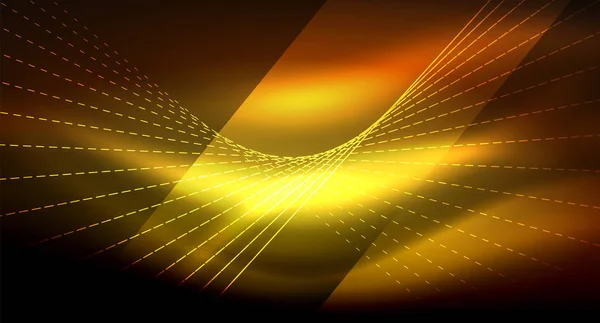 Glatte Lichteffekte, gerade Linien auf leuchtend glänzendem neondunklem Hintergrund. Energietechnologie-Idee — Stockvektor