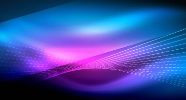 Yumuşak ışık efekti, parlak parlak neon koyu arka plan üzerinde düz çizgiler. Enerji Teknoloji fikir