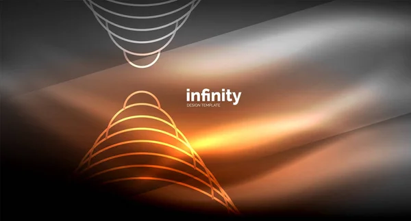 Onda astratta su sfondo scuro, brillante incandescente modello di sfondo digitale neon — Vettoriale Stock