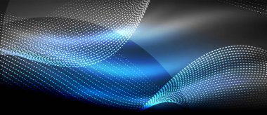 Koyu, parlak hareket, sihirli alan ışık parlayan soyut dalga. Techno arka plan