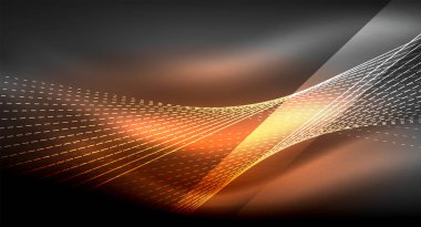 Yumuşak ışık efekti, parlak parlak neon koyu arka plan üzerinde düz çizgiler. Enerji Teknoloji fikir