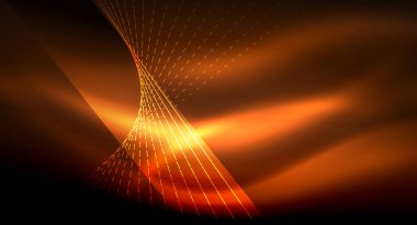 Yumuşak ışık efekti, parlak parlak neon koyu arka plan üzerinde düz çizgiler. Enerji Teknoloji fikir