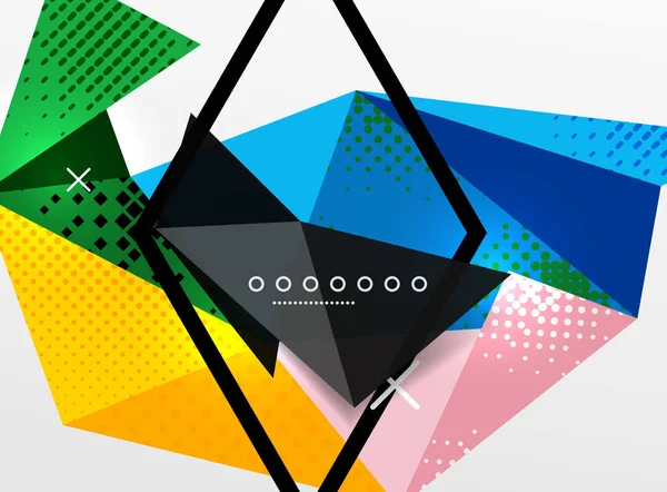Векторная цветовая геометрическая абстрактная композиция, элементы треугольного и многоугольного дизайна, цифровой фон — стоковый вектор