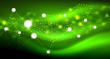 Parlak yıldız, neon parlayan dijital ışık noktaların birleştirilmesi.