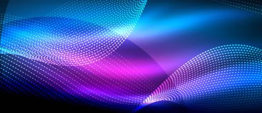 Koyu, parlak hareket, sihirli alan ışık parlayan soyut dalga. Techno arka plan