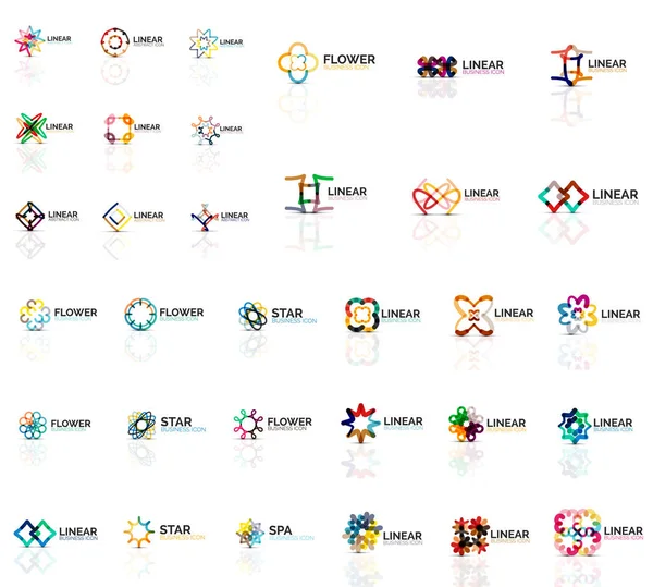 ロゴ メガコレクション、抽象的な対称の幾何学的なビジネスのアイコンを設定 — ストックベクタ