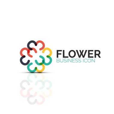 Soyut çiçek ya da yıldız minimalist doğrusal simgesi, ince çizgi geometrik düz simgesi iş simgesi tasarım, düğmesi veya amblem