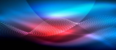 Koyu, parlak hareket, sihirli alan ışık parlayan soyut dalga. Techno arka plan