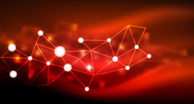 Parlak yıldız, neon parlayan dijital ışık noktaların birleştirilmesi.