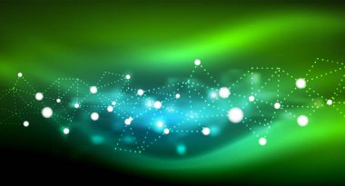 Parlak yıldız, neon parlayan dijital ışık noktaların birleştirilmesi.